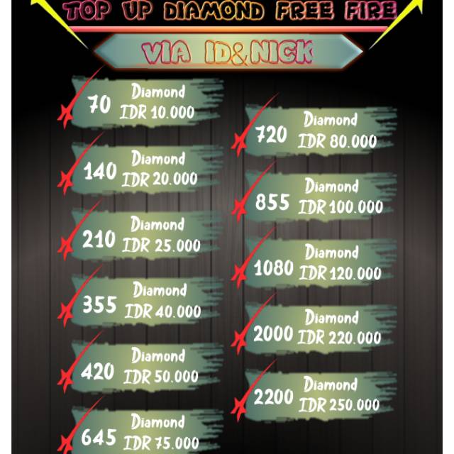 Top Up Diamond Free Fire Murah Cepat 100 Aman Hanya Via Id Amp Nick