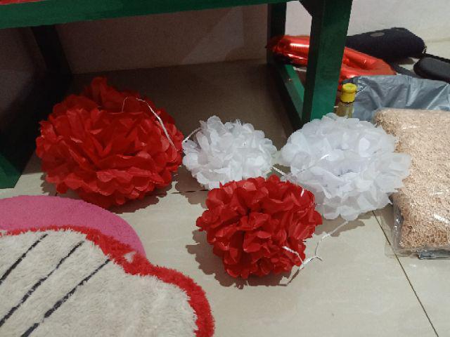 Pom Pom Kertas Bunga Dekorasi / Tissue Flower Ball Uk. 25cm