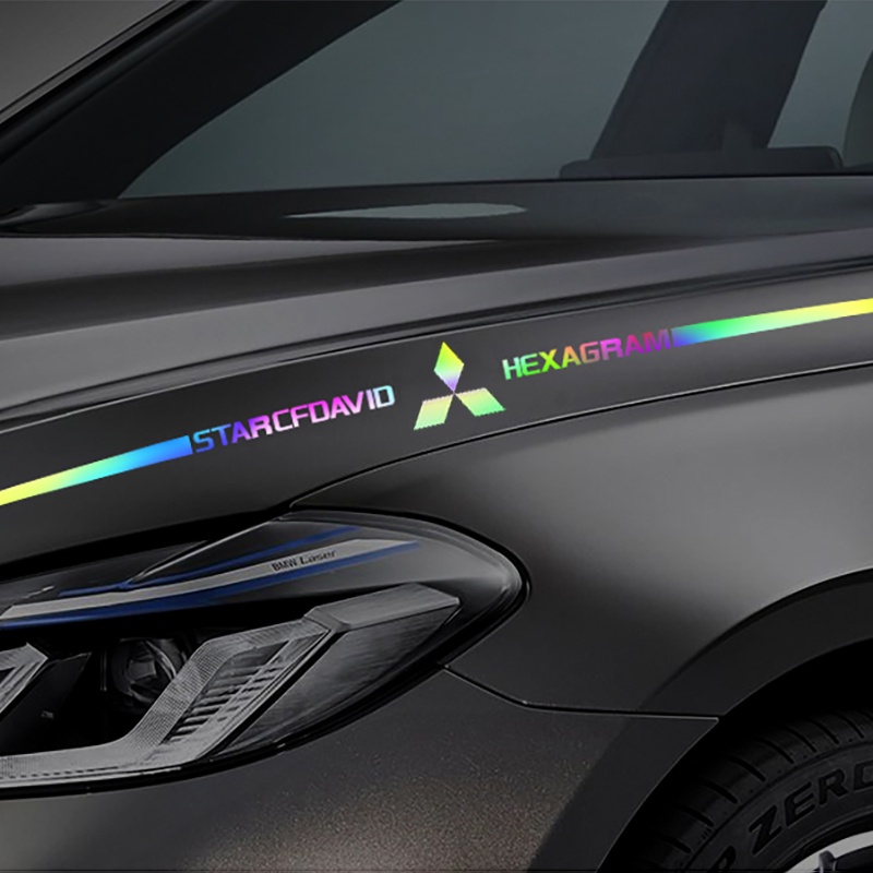 Stiker Logo Mitsubishi Reflektif Laser Warna-Warni Untuk Mobil