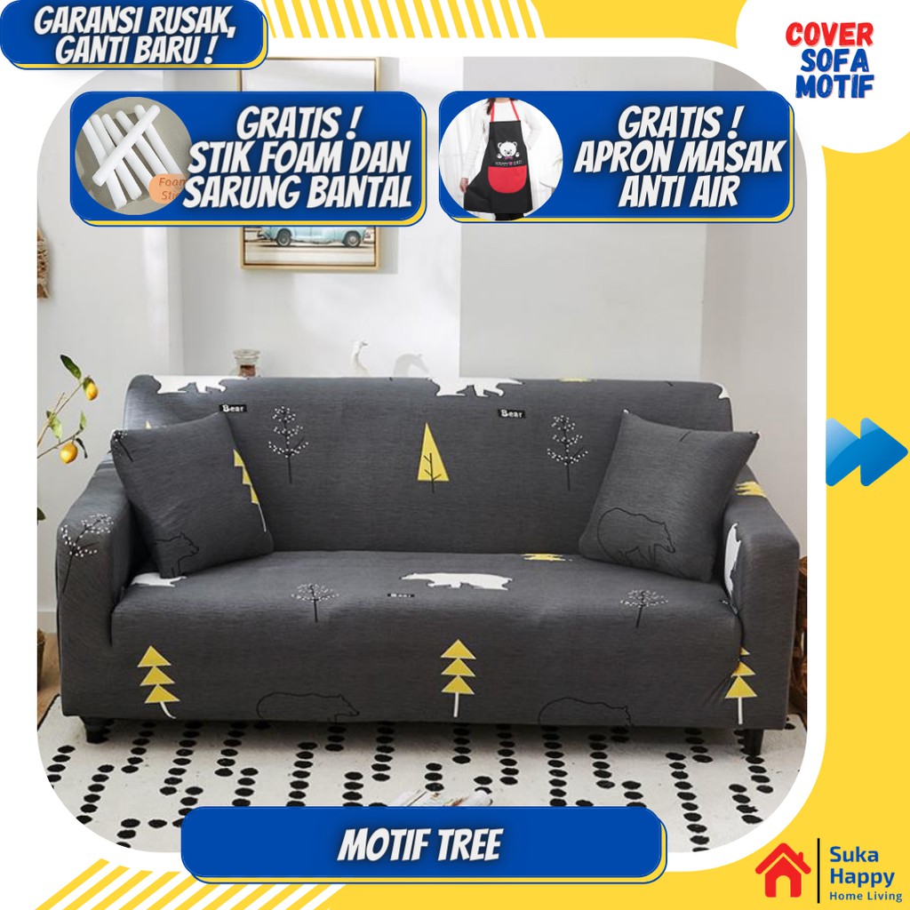 Cover Sofa Sudut Pembungkus Elastis Motif Sarung Sofa 1 Seater Siku L Shaped 2 3 4 Seater Ruang tamu