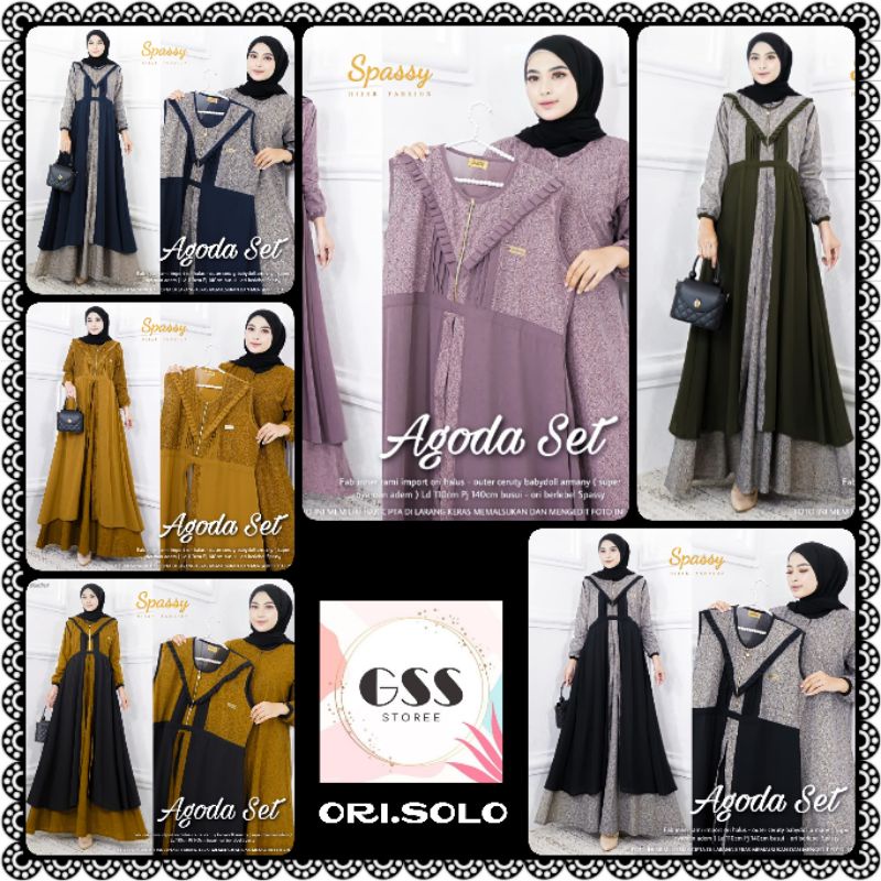 AGODA SET Original By SPASSY HIJAB LD 110 PB 140 Busui Katun Rammi Halus Mix Ceruty Babydoll Gamis O