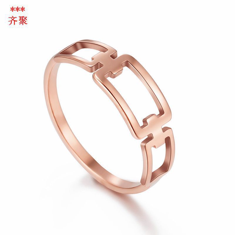 COD! cincin titanium kotak simple rosegold size 678 anti karat import