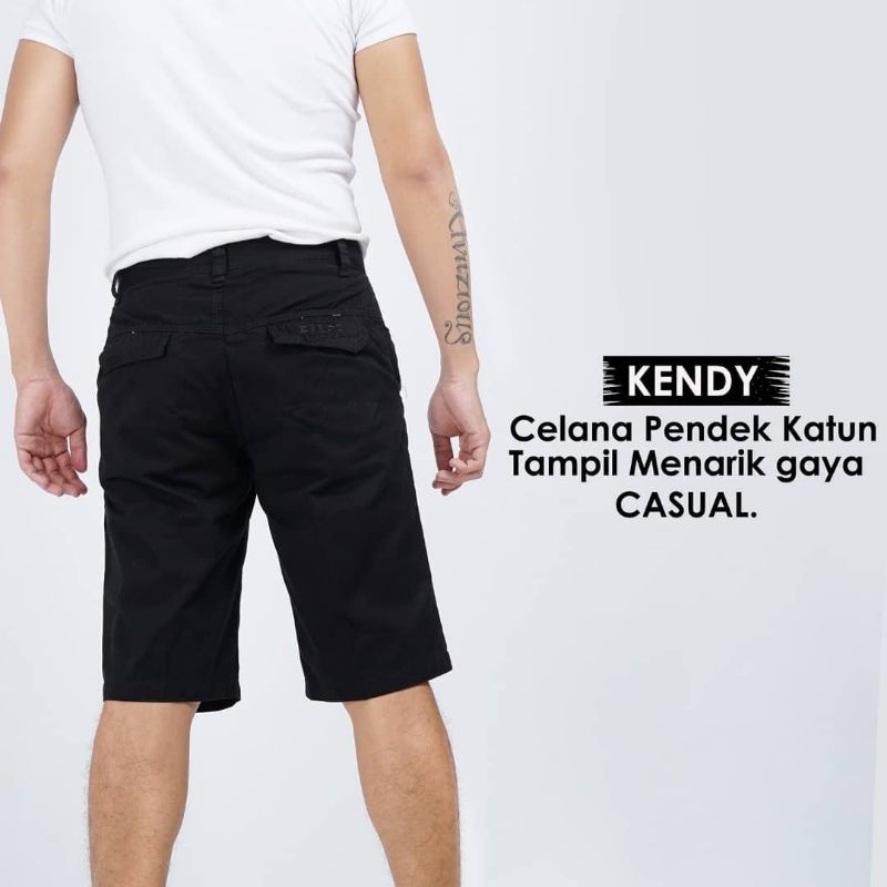 Celana Pendek Katun Hitam Pekat Merk Kendy Premium