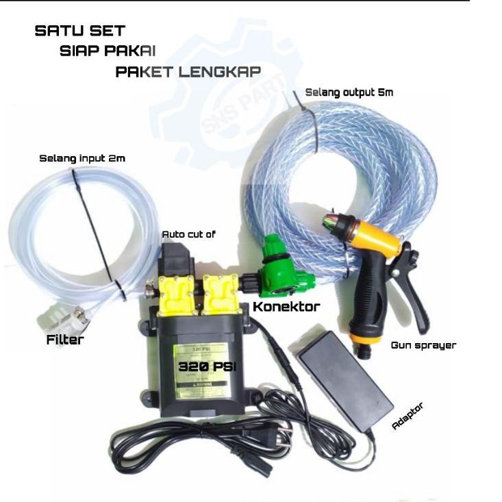 [SKU : NCBZJ] MESIN POMPA AIR DC 12V 320 PSI / ALAT CUCI STIM MOTOR / MOBIL / AC / DUAL PUMP STEAM M