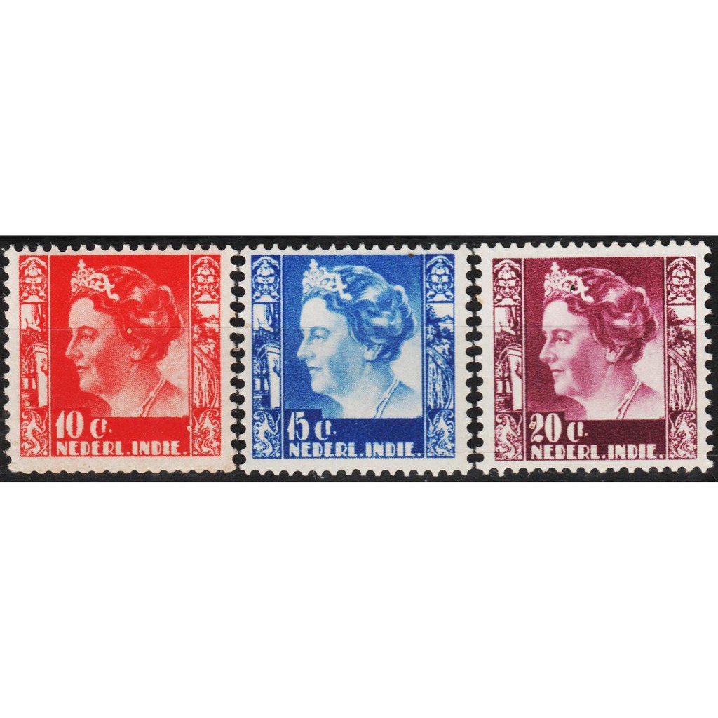 

Perangko Filateli #H34 - Netherlands Indies MH 3v 1938 - 1939 Queen Wilhelmina