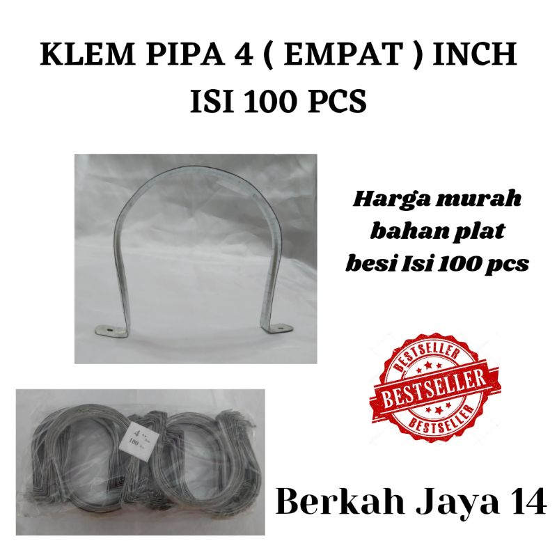 KLEM BESI PLAT PIPA UKURAN 4 INCH HARGA MURAH BARANG BERKUALITAS ISI 100 BIJI PER PACK TERLARIS