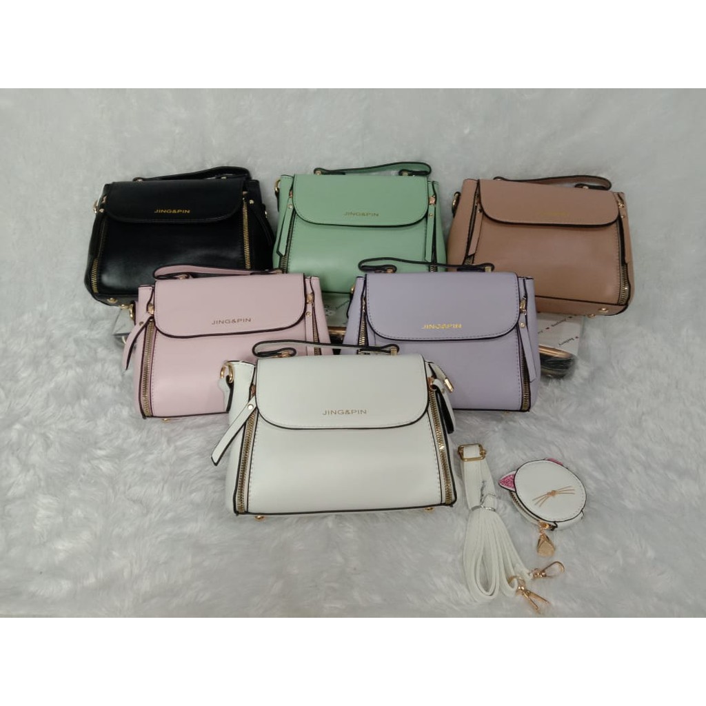 JK 759 TAS SET 2 IN 1 SELEMPANG IMPORT LILAC BAG Y30352