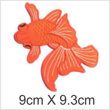 Emblem Badge Bordir Ikan Mas ukurannya : 9cm X 9.3cm