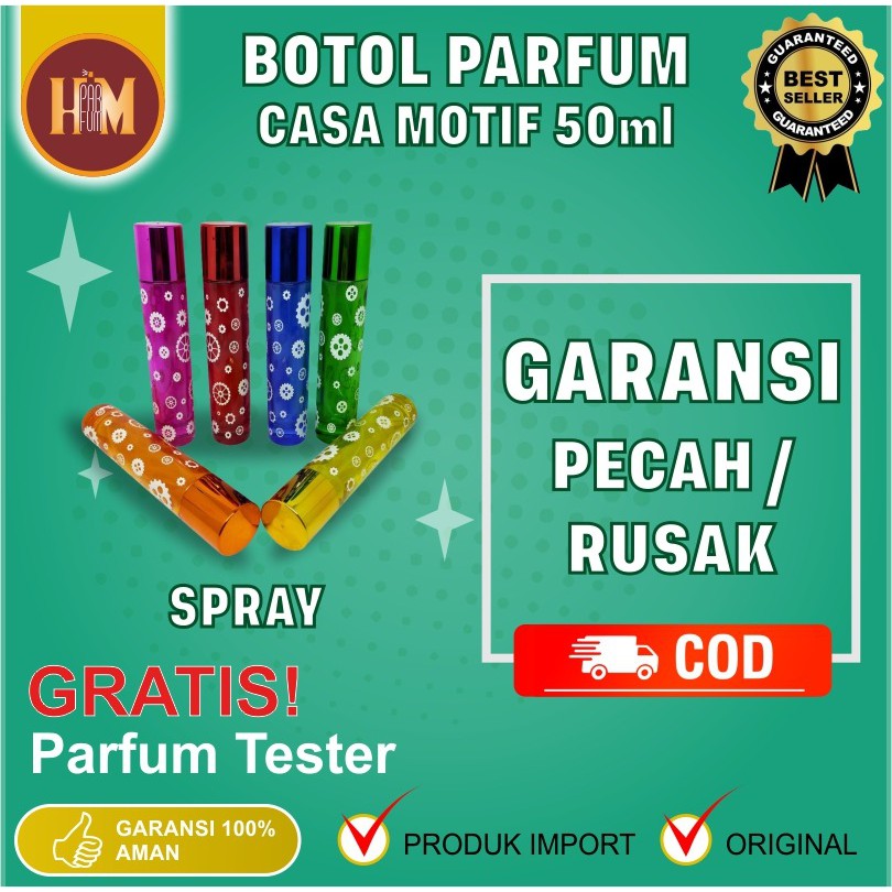BOTOL HM Parfum CASA MOTIF Semprot | Botol Minyak Wangi Semprotan Spray | Botol Parfum 50ML Kaca