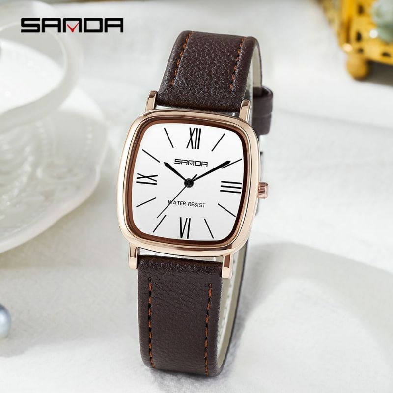 JAM TANGAN SANDA P1101 Jam Tangan Wanita Analog Classic Tali Kulit Quartz