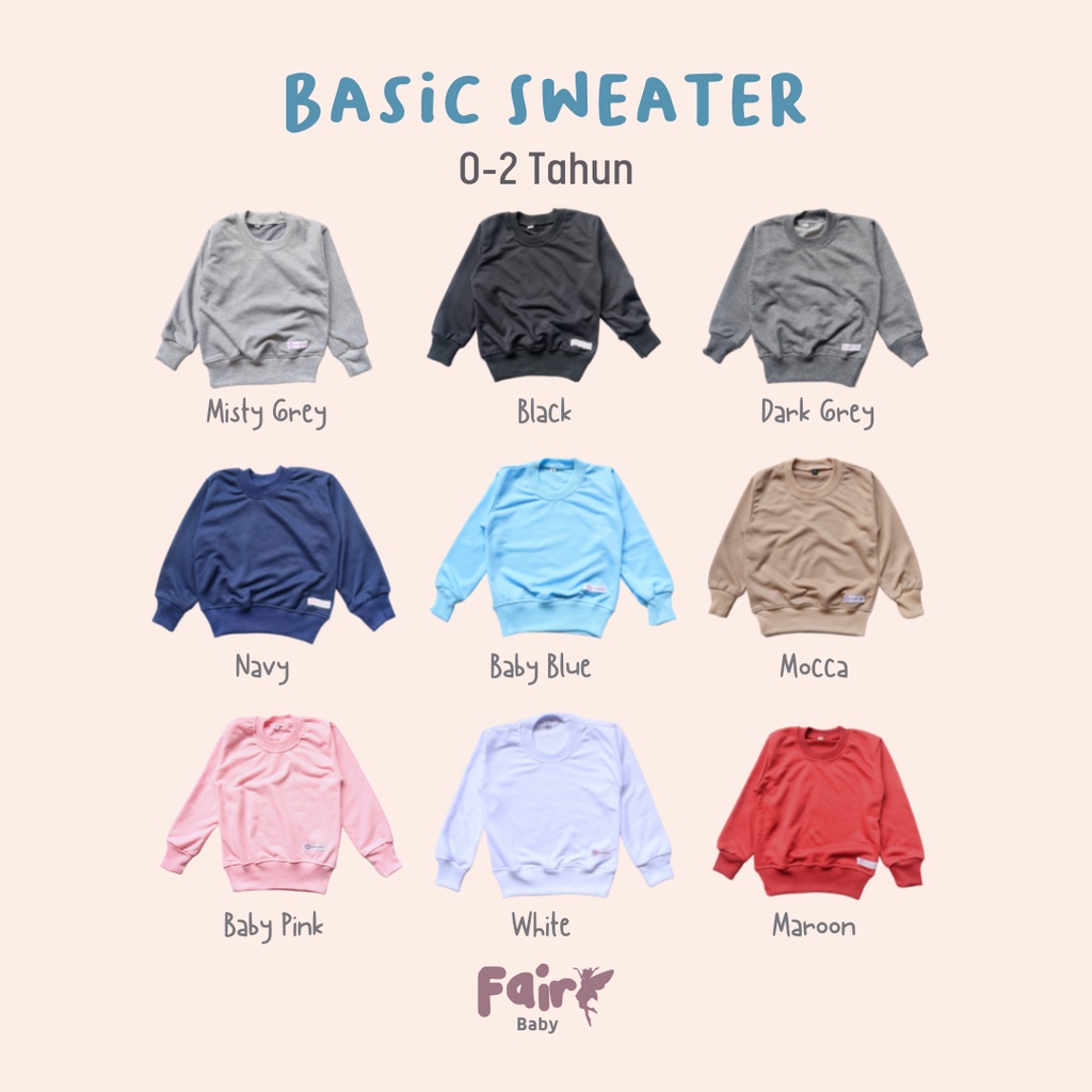 Fairy Baby Basic Sweater Baby and Kids Baby Terry | Sweater Bayi Fit To 18 Month