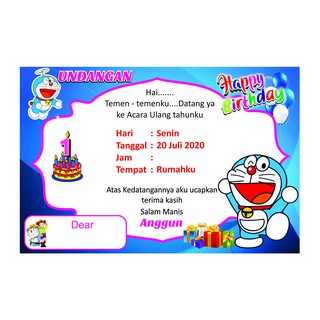 Undangan Ulang Tahun Anak Karakter Doraemon Undangan Ultah Undangan Murah Shopee Indonesia