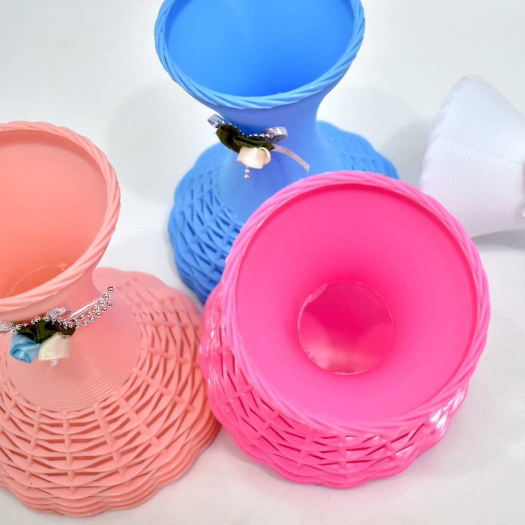 COD POT BUNGA PLASTIK VAS BUNGA PLASTIK POT BUNGA ROTTAN POT BUNGA HIASAN MEJA VAS  ROTTAN PB5014-2