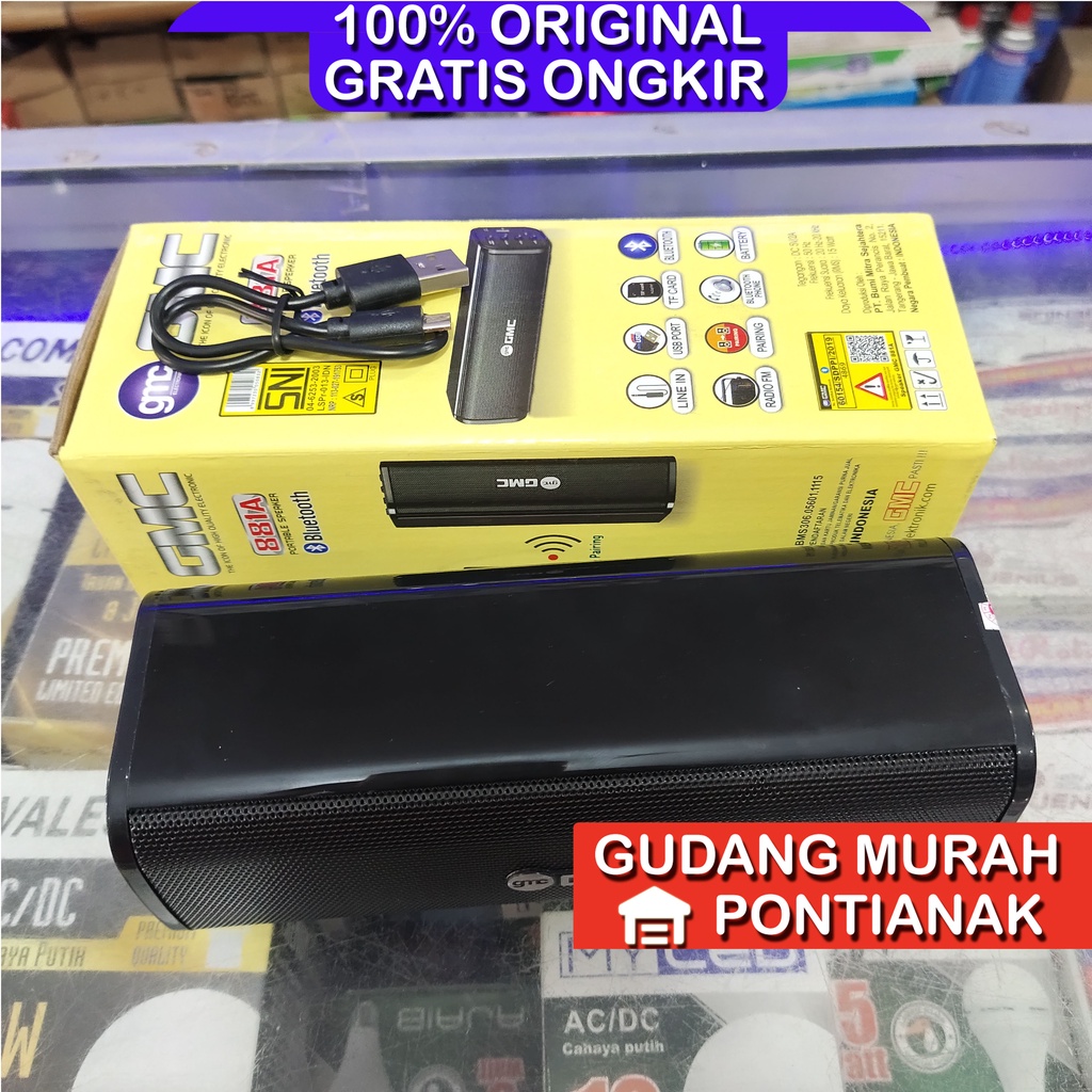 Speaker Portabel Bluetooth GMC 881A + FM Radio + USB Super Bass Mantap