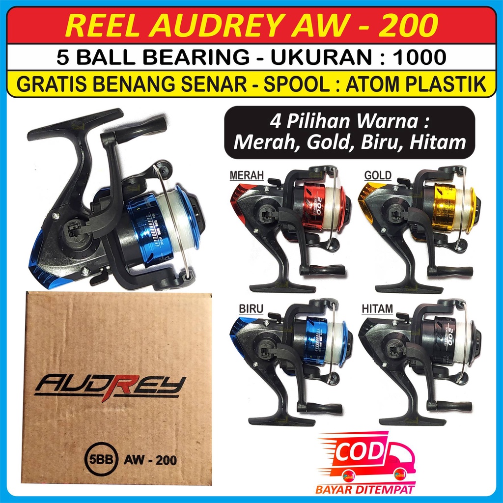 Reel Audrey AW-200 - 5 BB - Ukuran 1000 - GRATIS Benang Senar