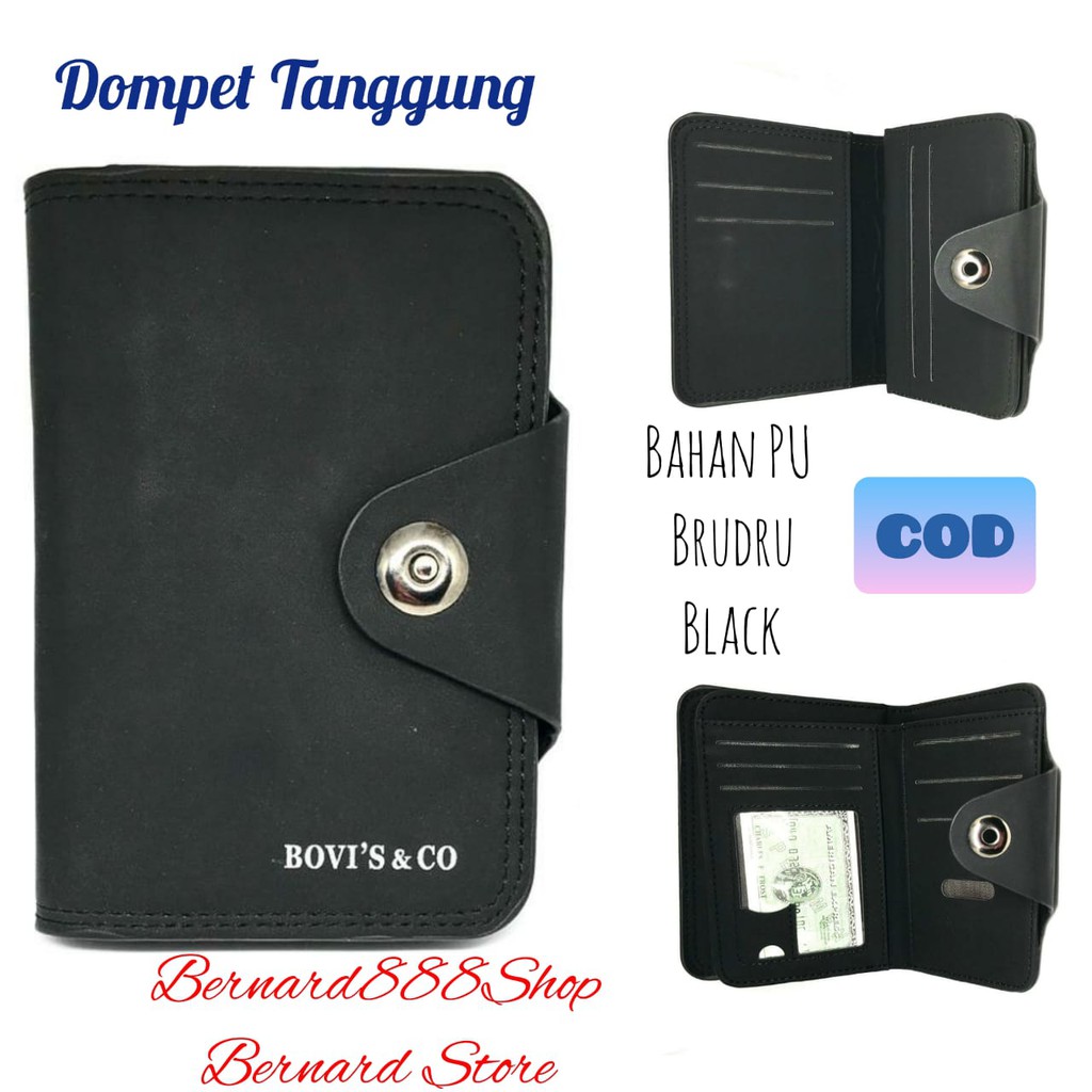 Dompet Pria Dompet Laki2 Dompet Tanggung Kancing Magnit Bahan PU Leather Brudu