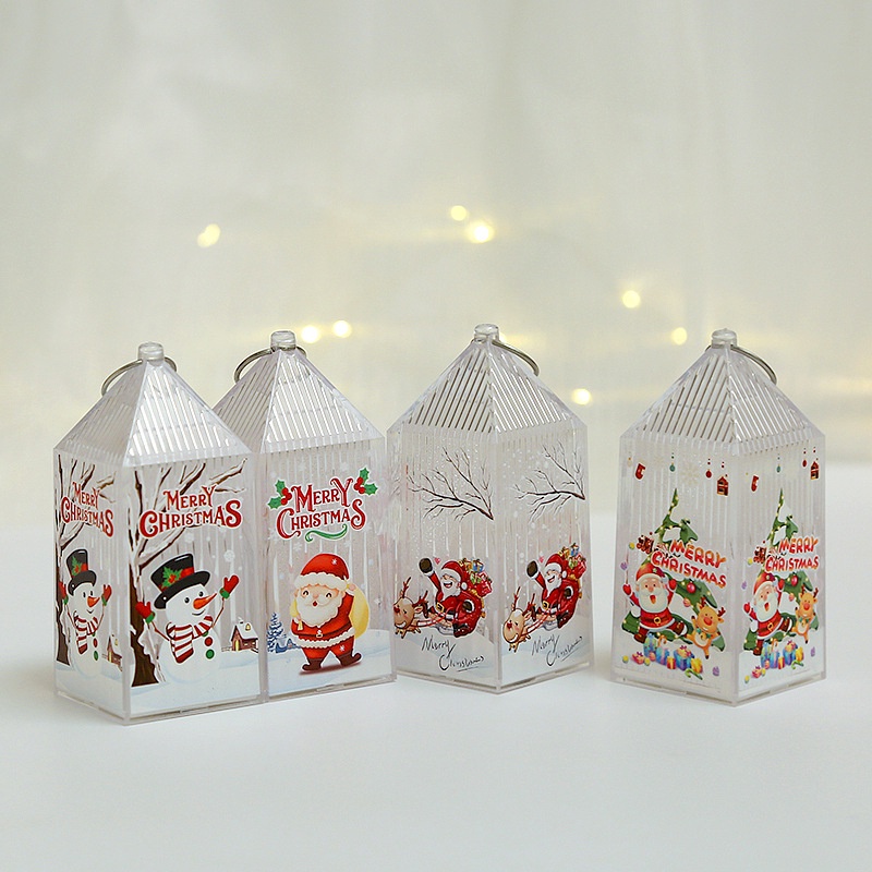 Ornamen Lentera Lilin Desain Santa Claus Snowman Untuk Dekorasi Natal