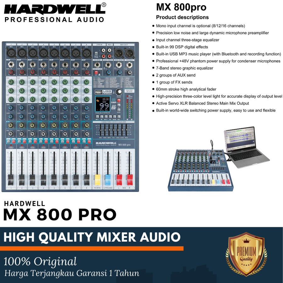 Mixer Hardwell MX 800 Pro MX800 Pro Mixer Audio 8 Channel Original