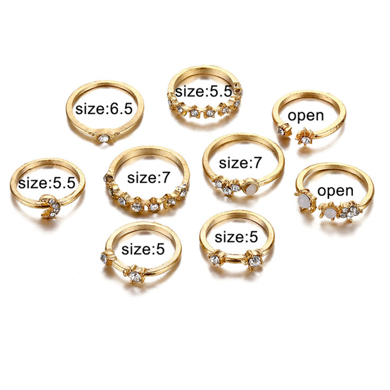 Hbid 9Pcs / Set Cincin Aneka Bentuk Gaya Vintage Boho Untuk Wanita