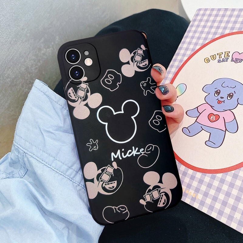 Casing Iphone 6 6s 7 8 Plus 13 11 Pro Max Xr X Xs Max Se 2020 iPhone 12 Pro Max 12 mini Gambar Kartun Mickey Minnie Warna Coklat Matte Ptu