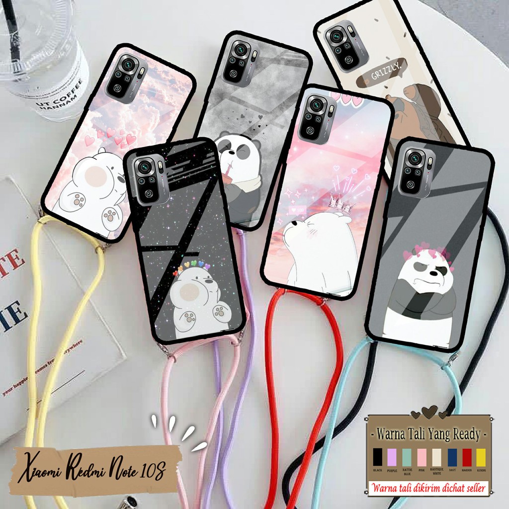 Soft Case Glass Kaca XIAOMI REDMI NOTE 10S Tali kesing kaca Case Glass CASE TALI Case handphone case
