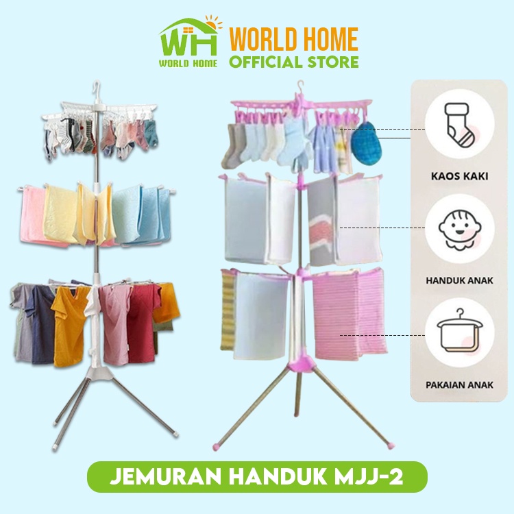 Jemuran Baju Bayi Menara Gantungan Baju Lipat Jemuran Baju Model Menara Susun Pakaian Murah Portable