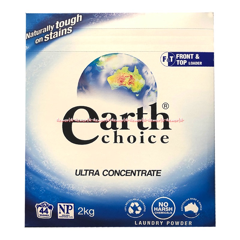 Earth Choice Ultra Concentrate 2kg Sabun Cuci Bubuk Untuk Mesin Cuci Laundry Powder Detergen Front Top Loader Earhchoice Detergent Atas depan