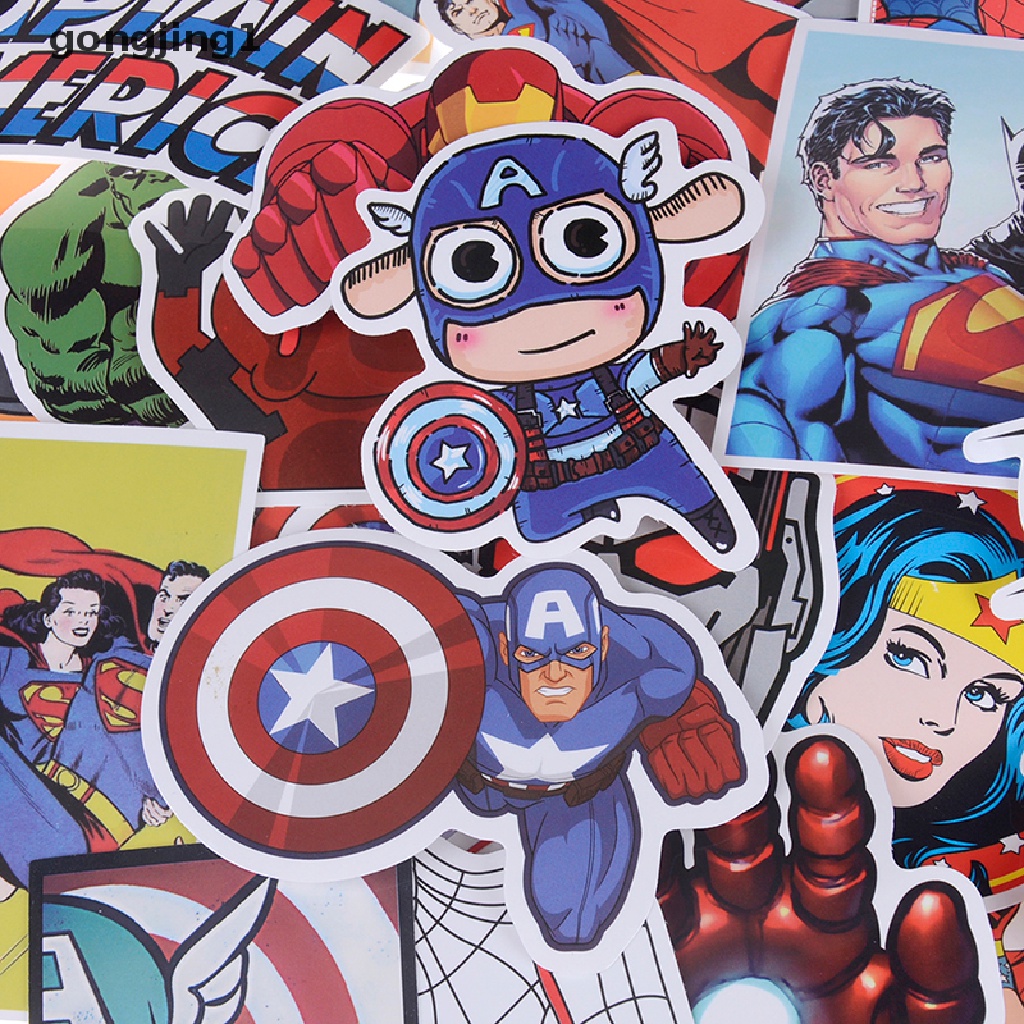 50 Pcs / set Stiker Super Hero Marvel Movies Untuk Skateboard Motor Laptop