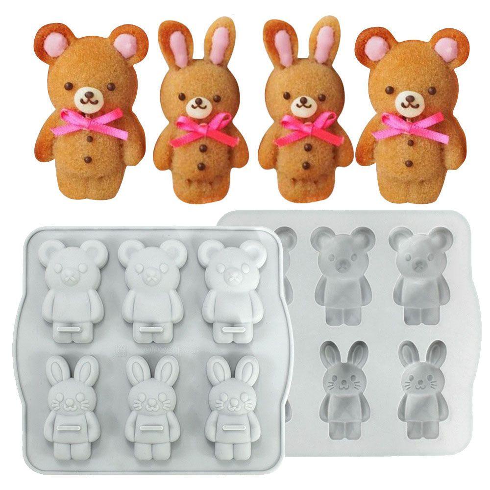 TOP 6rongga 3D Easter Bunny Bear DIY Craft Cetakan Kue Epoxy Resin Jelly Dome Mousse Cake