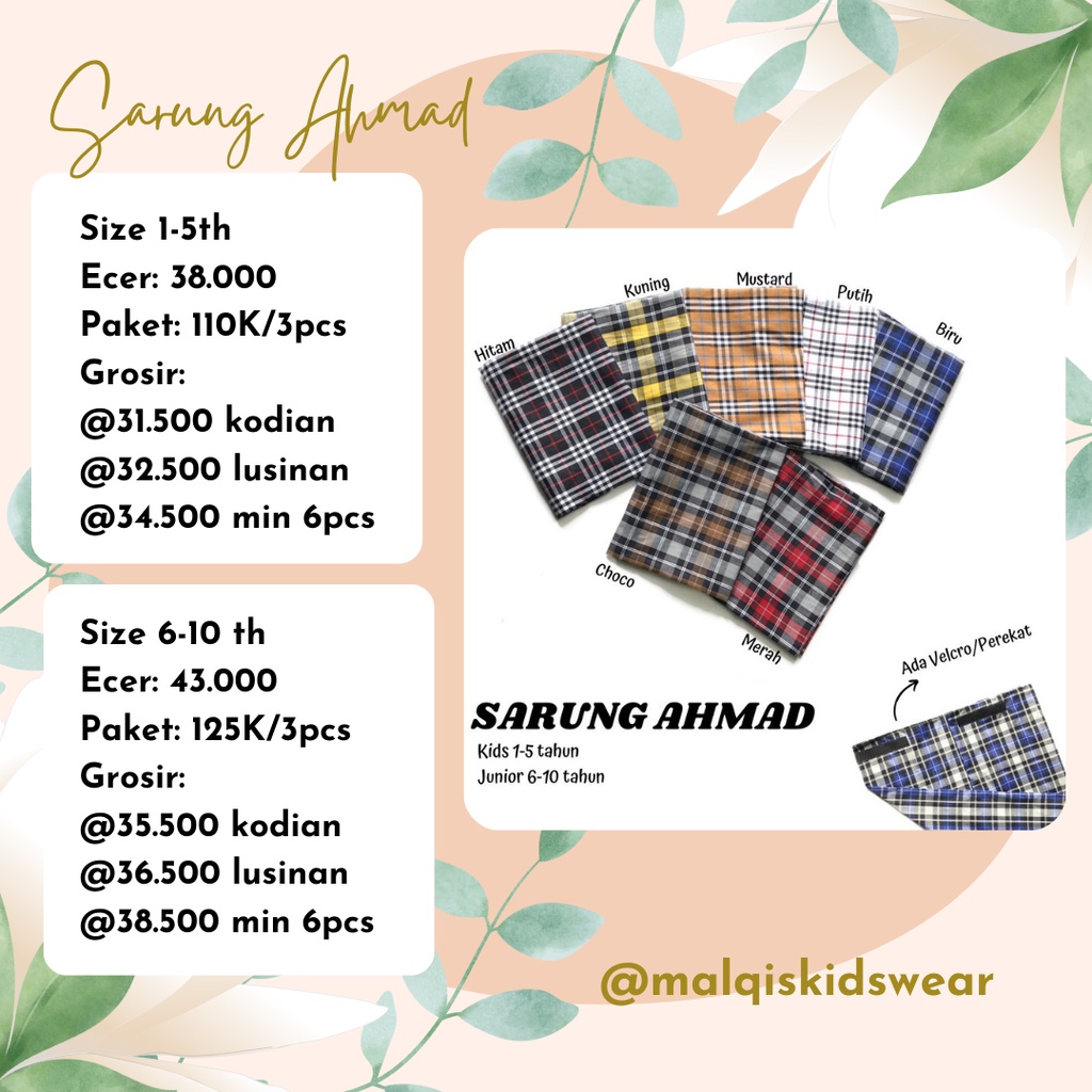 Grosir Sarung Instan Anak Laki Laki Pakaian Sunat Muslim Cowok TK SD 2 3 4 5 6 7 8 9 10 Tahun Sarko 