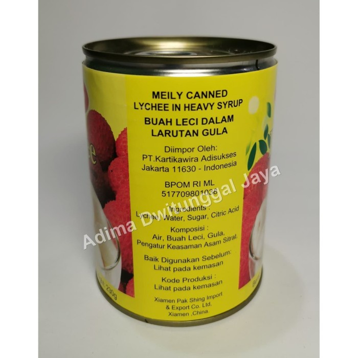 

Kalengbuah- Lychee Meily 565 Gr / In Heavy Syrup / Buah Leci Kaleng / Syrup -Buah-Kaleng.