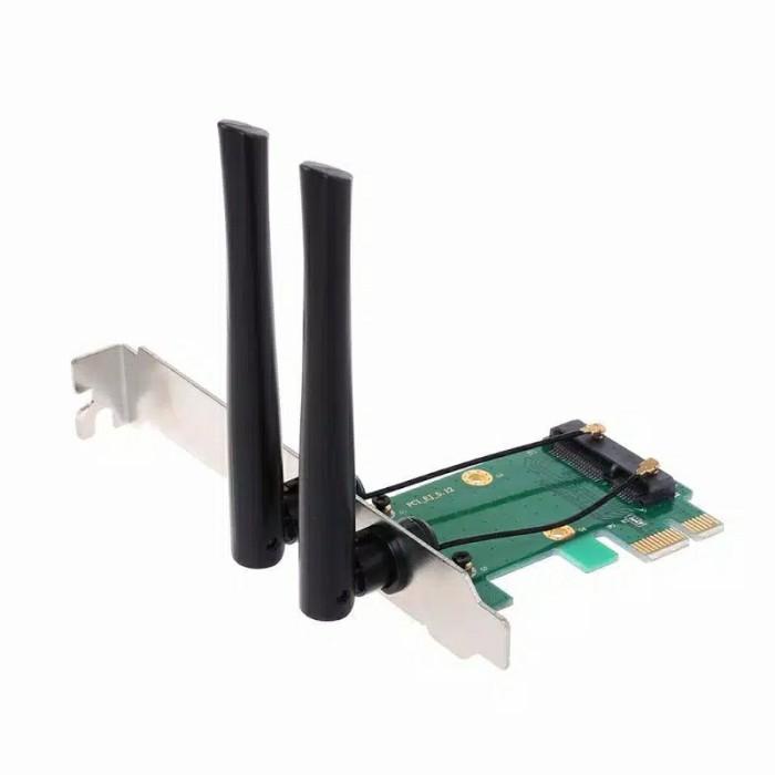 Kartu Adapter Wifi PCIe X2 Wireless Mini Pcie 2 Antenna