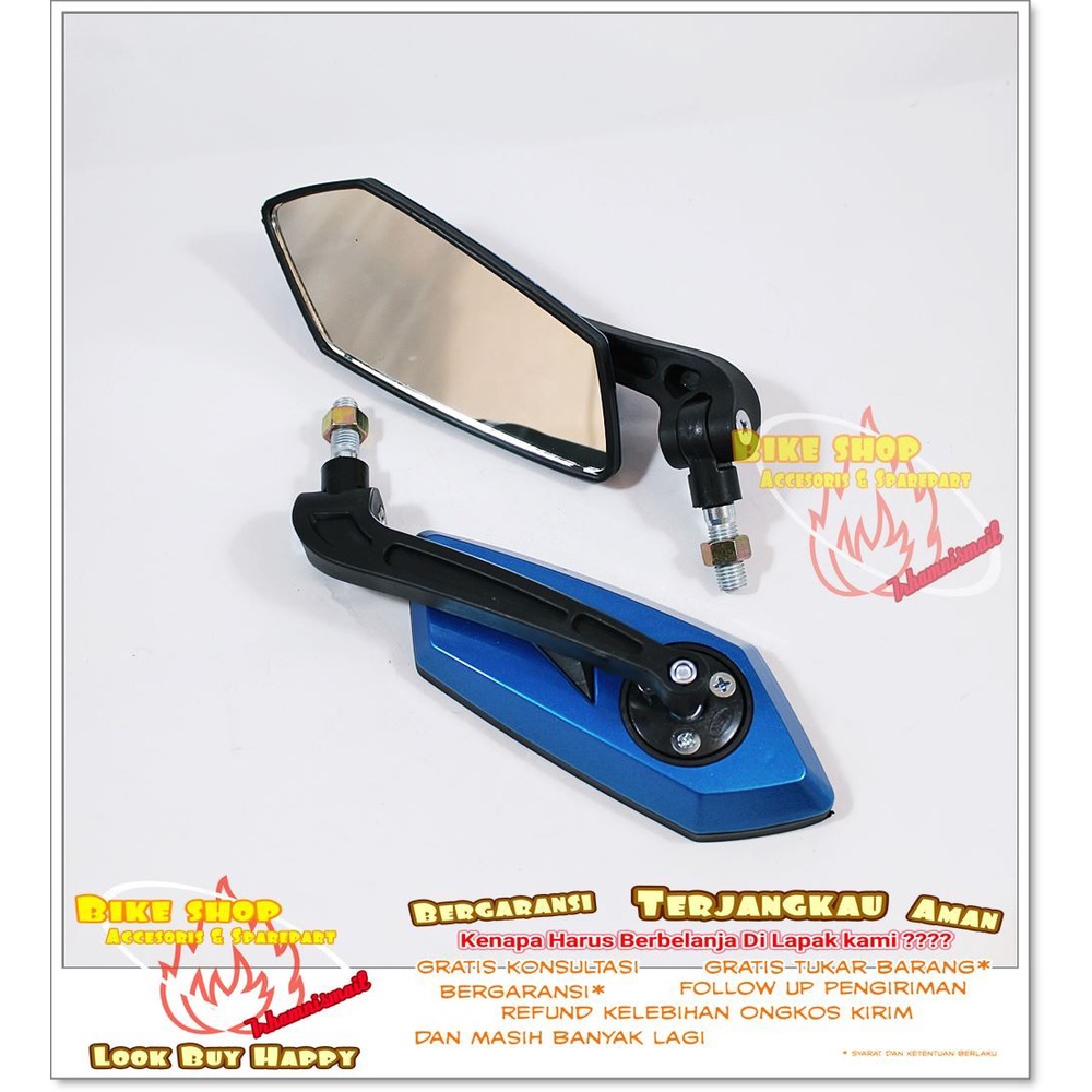 Spion Motor Alevo Putar 360 Derajat Honda Beat Vario Scoopy Dll Variasi Motor Warna Biru kaca Spion-1