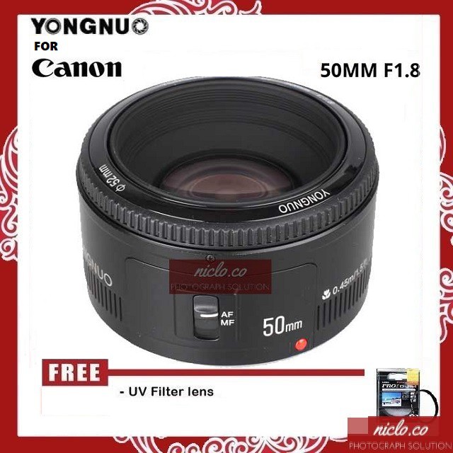[NEW] Lensa Yongnuo YN 50mm f/1.8 For Canon EF , Lensa Fix 50mm Kamera DSLR 4000d 1200d 1300d 600d