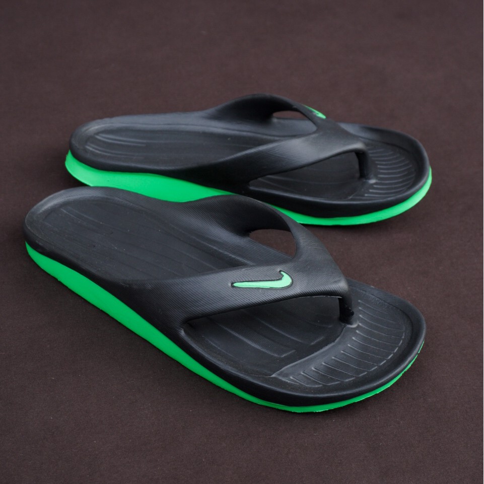 PROMO - Sandal Karet Jepit Kasual Santai Pria Nike Duramo Hitam List Hijau - COD - Bayar Di Tempat