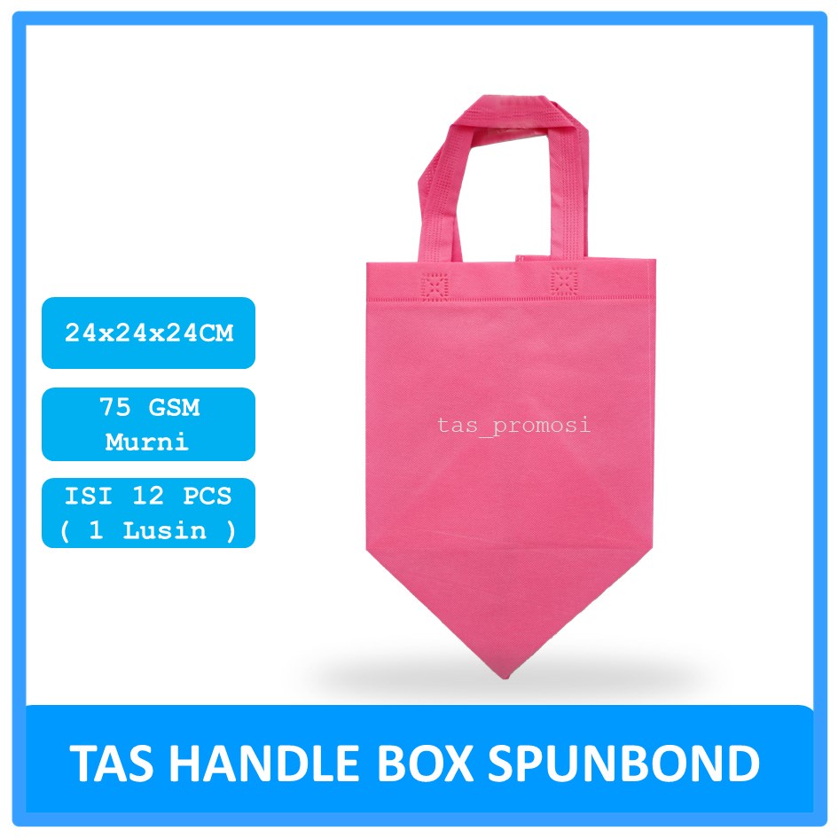 Goodie Bag Spunbond Box 24x24x24 Pink Satuan / Tas Spunbond Polos