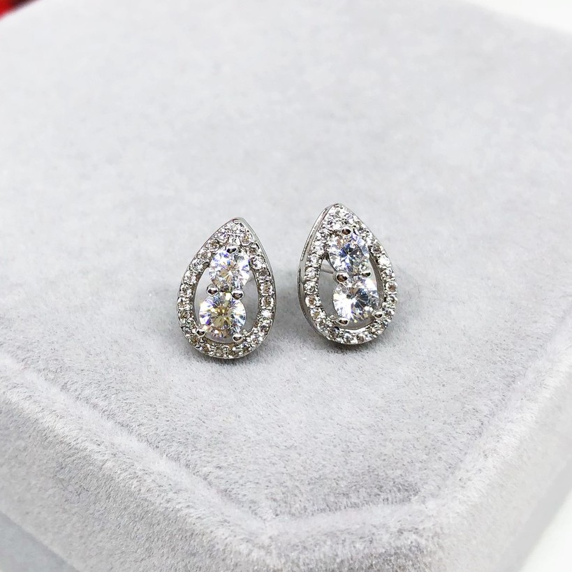 Anting Tusuk Xuping Premium Asli Silver Batu Diamond Look Lapis Emas Putih - BE266