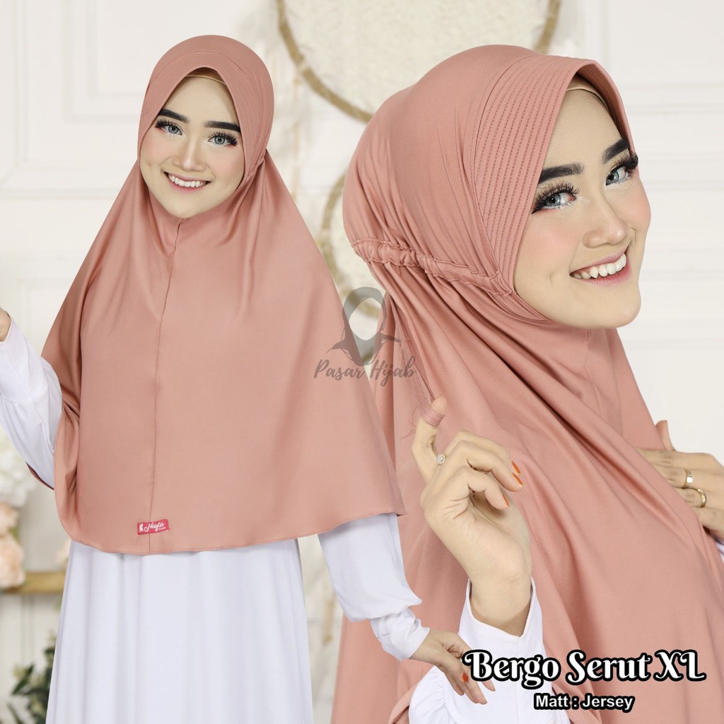 Hijab Instan Bergo Serut XL Ori Nayla Hija'b Kerudung Bergo Jersey Premium Pasar Hija'b