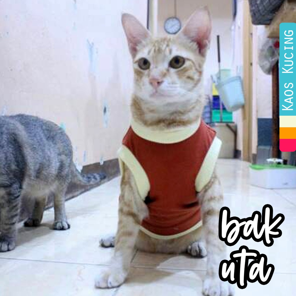 Kaos rumahan untuk kucing dan anjing warna coklat / baju kucing murah size S M L XL