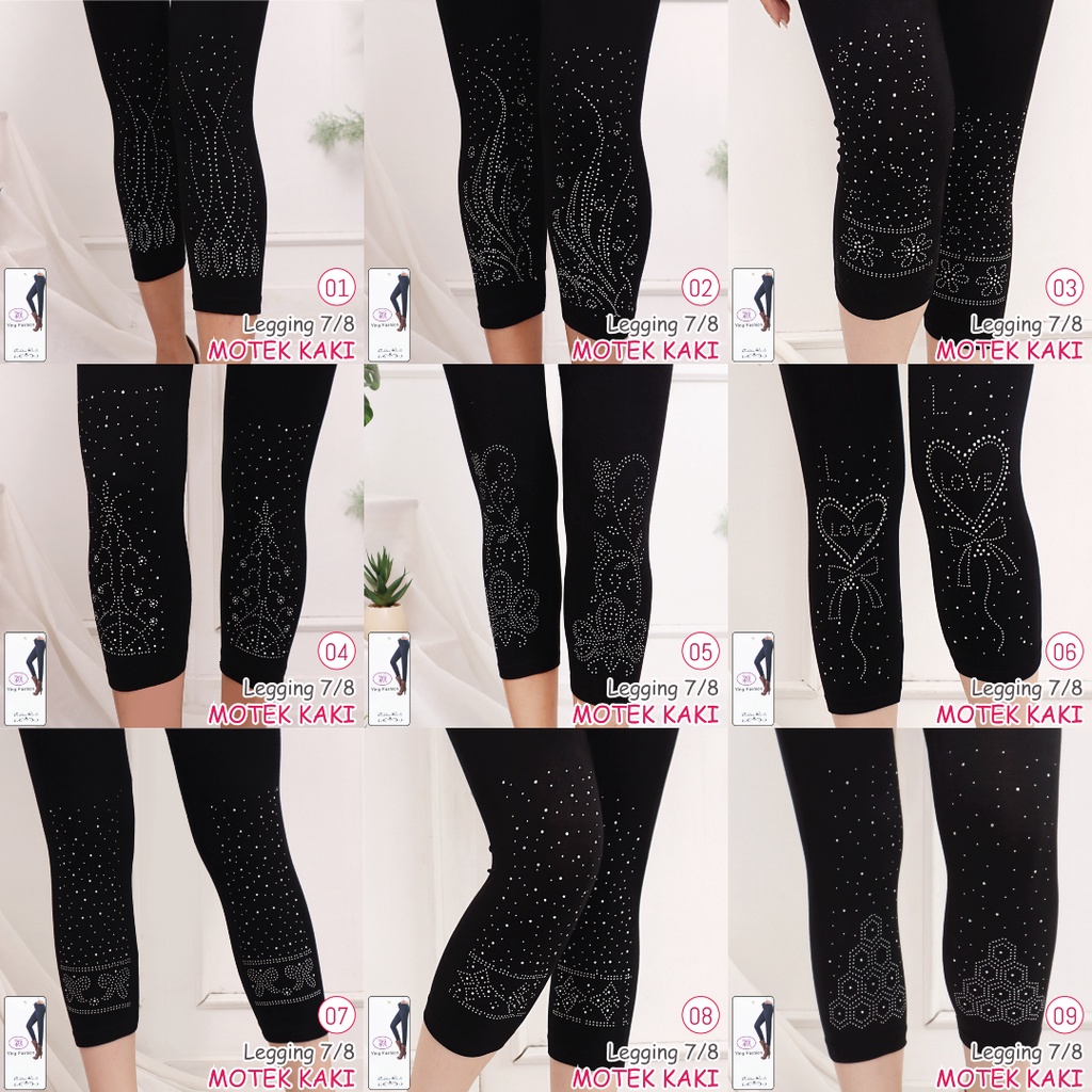 Legging Motek Kaki PENDEK / Motek Pendek / Legging pendek wanita / legging import / legging fashion / legging motek kaki wanita / legging hitam / legging wanita / ying fashion