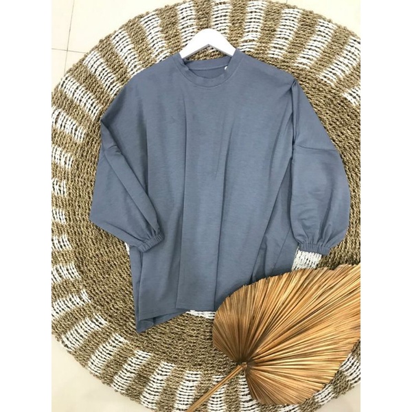 ATASAN BLOUSE WANITA BATWING JUMBO BIGSIZE OVERSIZE BABYTERRY SPANDEX - 1781-Abu-abu