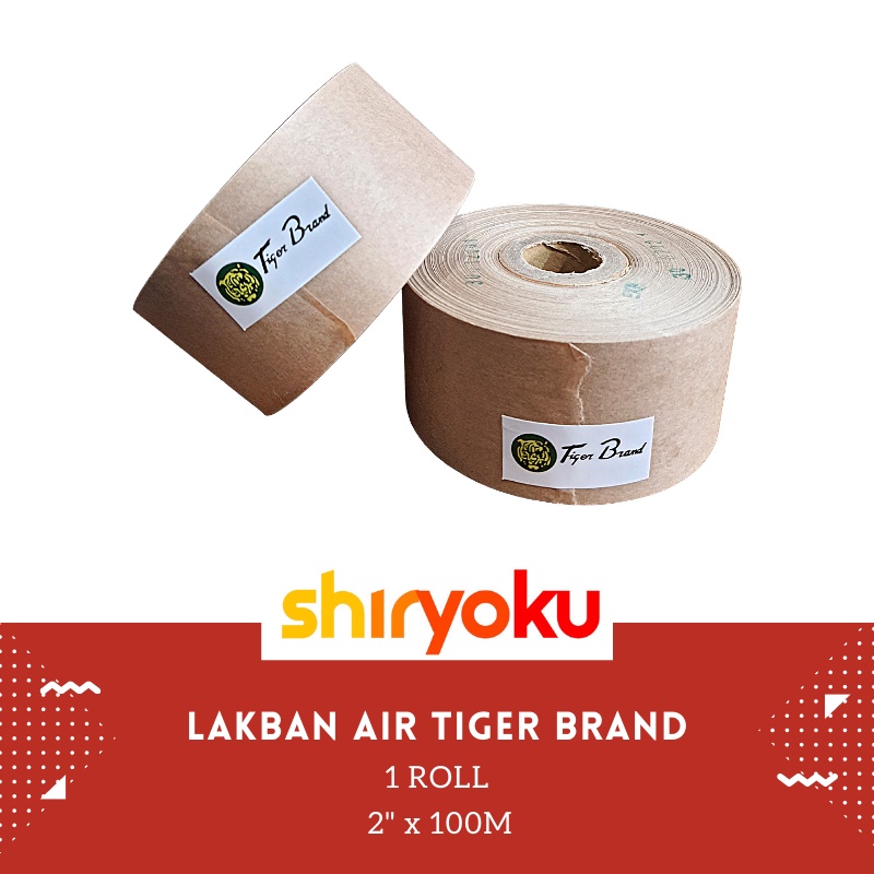 Lakban Air 2" Inch x 100M Gummed Paper Craft Tape Tiger Kraft 1 ROLL