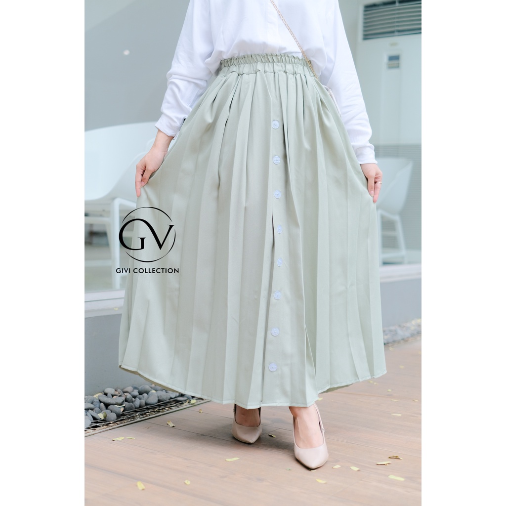 rok rempel kancing | Rok payung rempel full depan belakang | rok payung moscrepe | rok muslimah-matcha