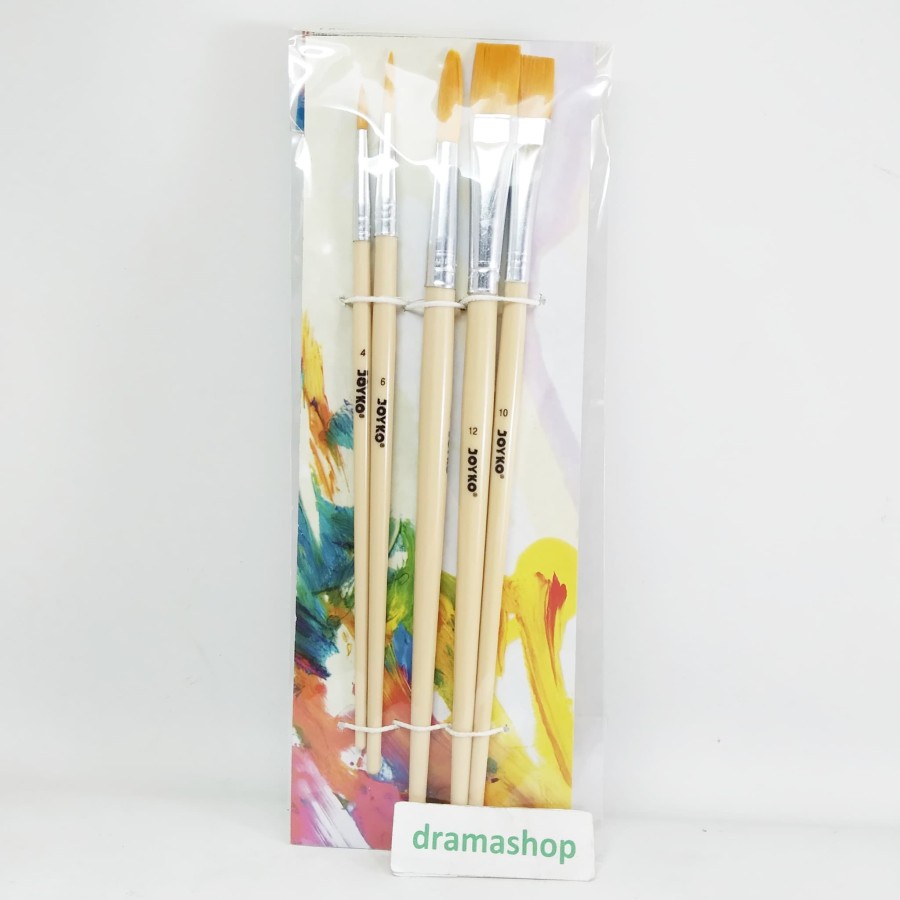 Kuas Lukis Cat Air Minyak lancip Acrylic Brush Paint set 5 pcs dramashop