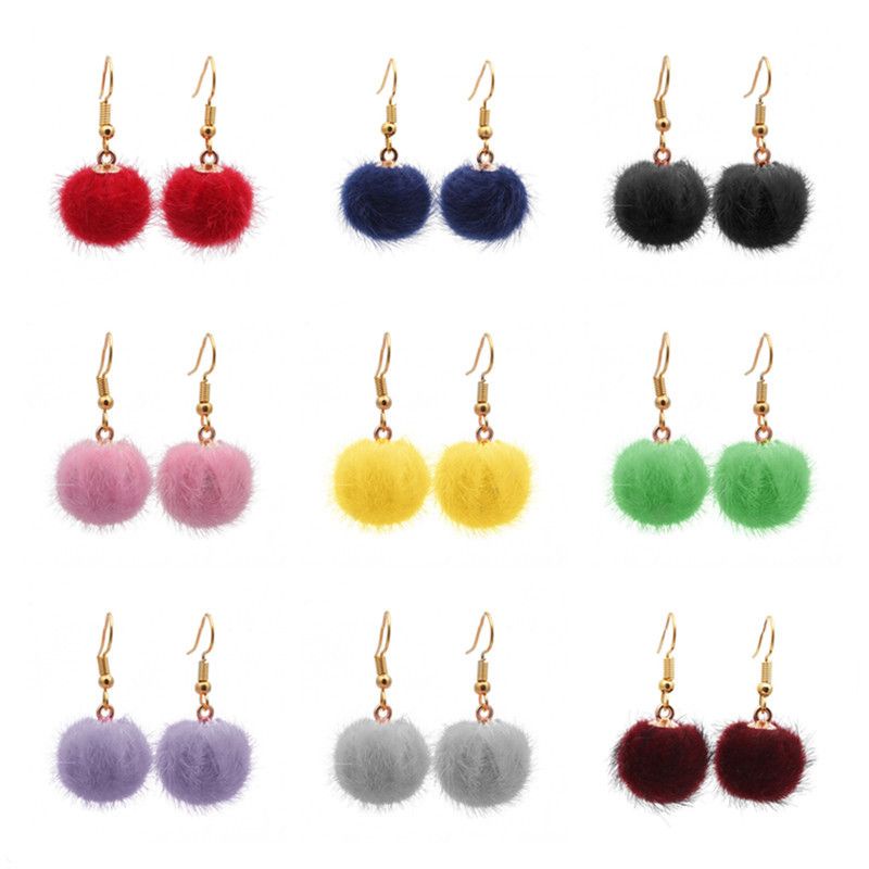 TERMURAH!! BISA COD Anting Hijab Pompom Bola Warna Lengkap / Anting Bulu / Anting Korean Style / Aksesoris Korea