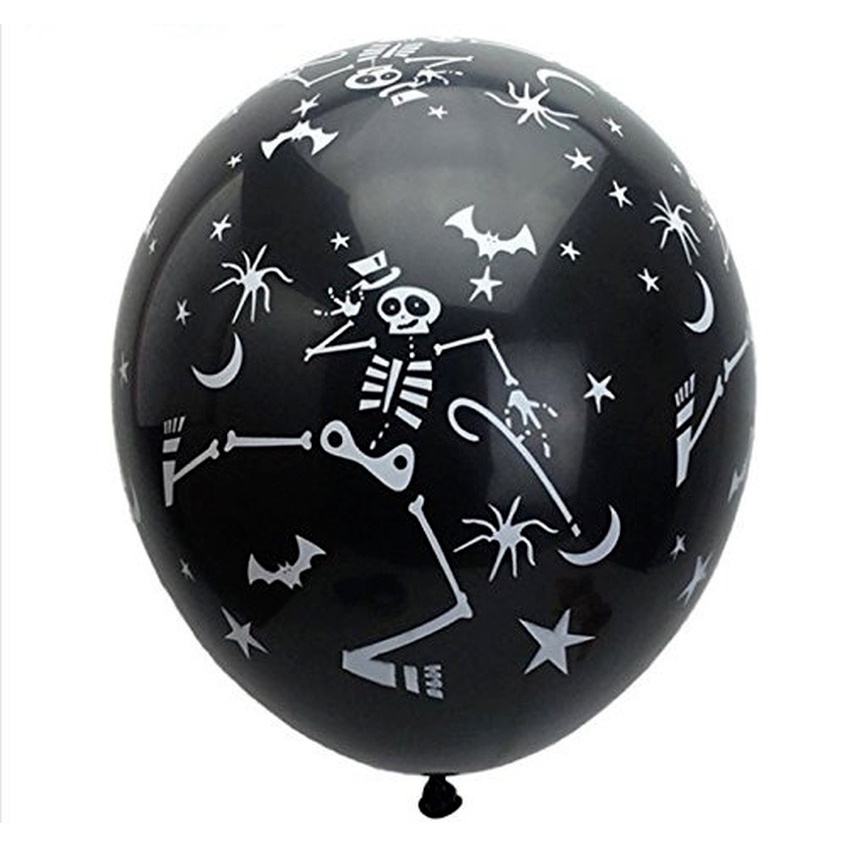 10pcs Balon Latex Tema Halloween Warna Hitam Oranye Untuk Dekorasi