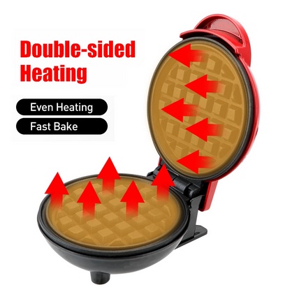 Double Waffle Pan Maker Persegi Panjang Cetakan Kue Waffel Pancake Croffle Teflon-8