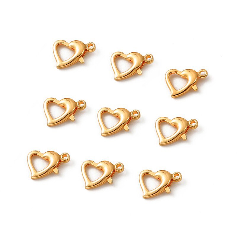 9x13mm18K Gold Plated Heart Shape Lobster Clasp Copper Hooks For DIY Jewelry Making Necklace Bracelet Findings Accessory