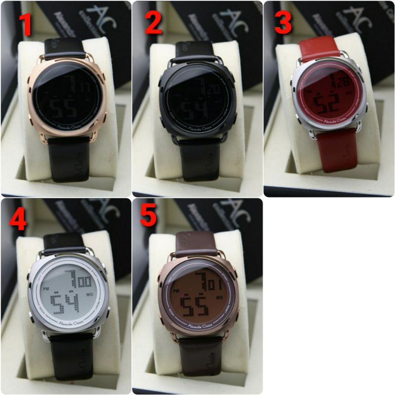 ORIGINAL GARANSI RESMI 1 TAHUN JAM TANGAN WANITA ALEXANDRE CHRISTIE CEWEK DIGITAL KULIT STRAP ALROJI