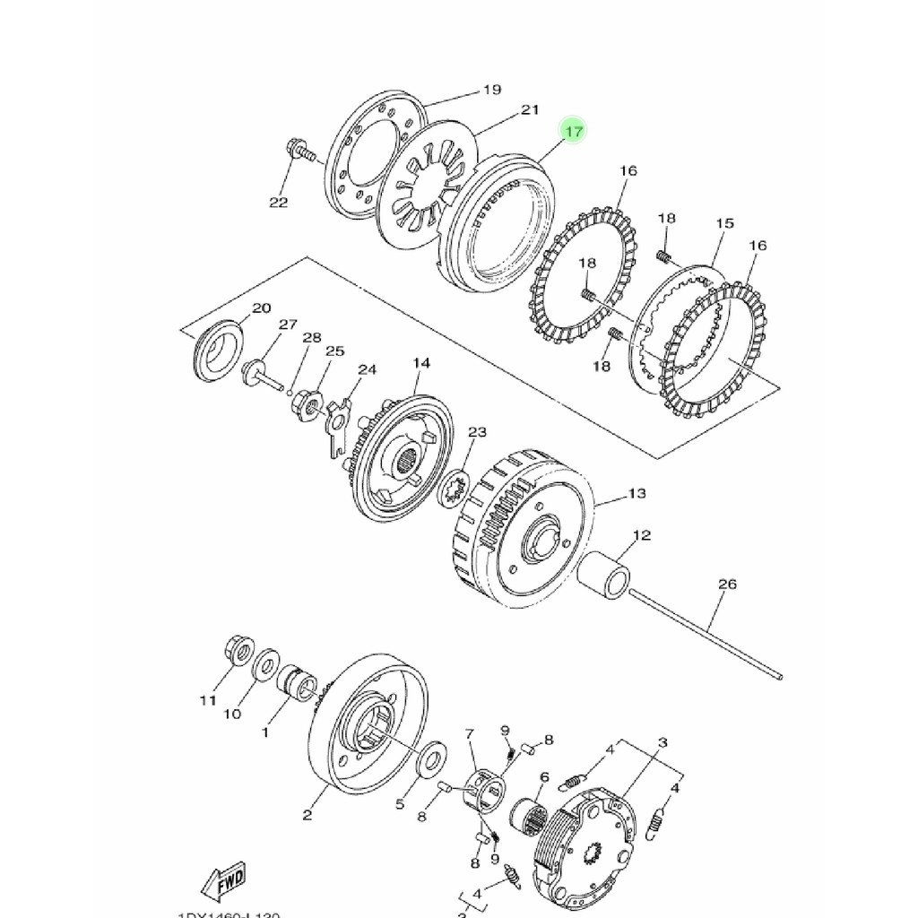 PLATE PRESSURE 1 LAWAN KAKI 6 DUDUKAN KAMPAS KOPLING JUPITER Z1 ORIGINAL YGP 1DY-E6351-00